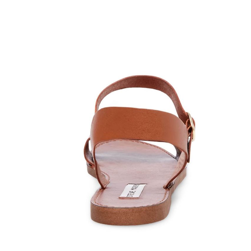 Brown Steve Madden Donddi Leather Women's Flat Sandals | PH 1402BXE